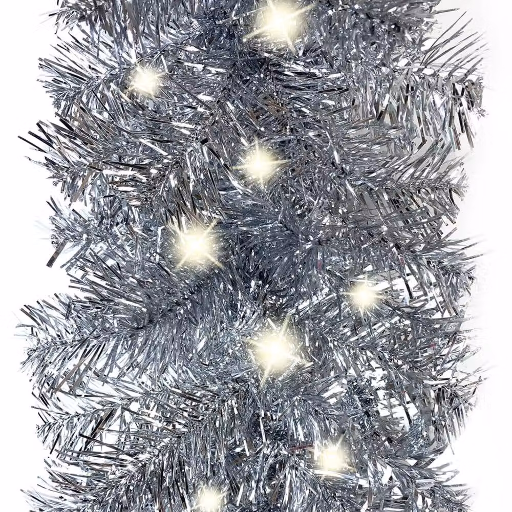 Berkfield Home Christmas Garland with Warm White LED Lights, 20 m, Silver – 3