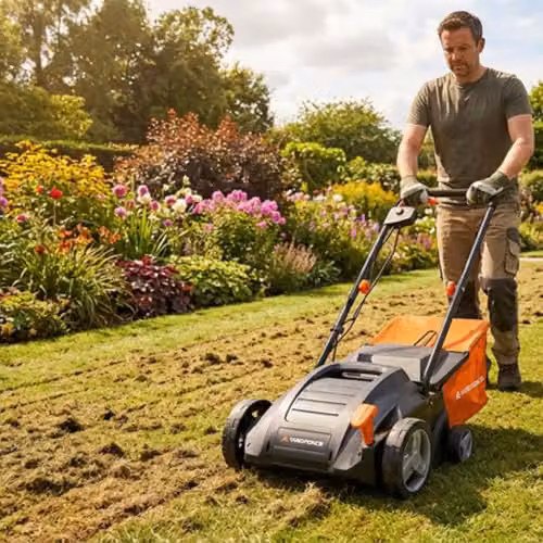 Yard Force 1500W Electric 2-in-1 Lawn Scarifier and Aerator in Orange, 32cm Working Width with 35L Collection Bag – 5