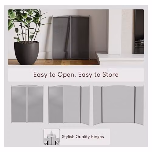 Fire Vida Denton 3 Panel Fire Screen in Pewter Silver and Grey, H 96.0 cm x W 60.0 cm x D 8.0 cm – 5