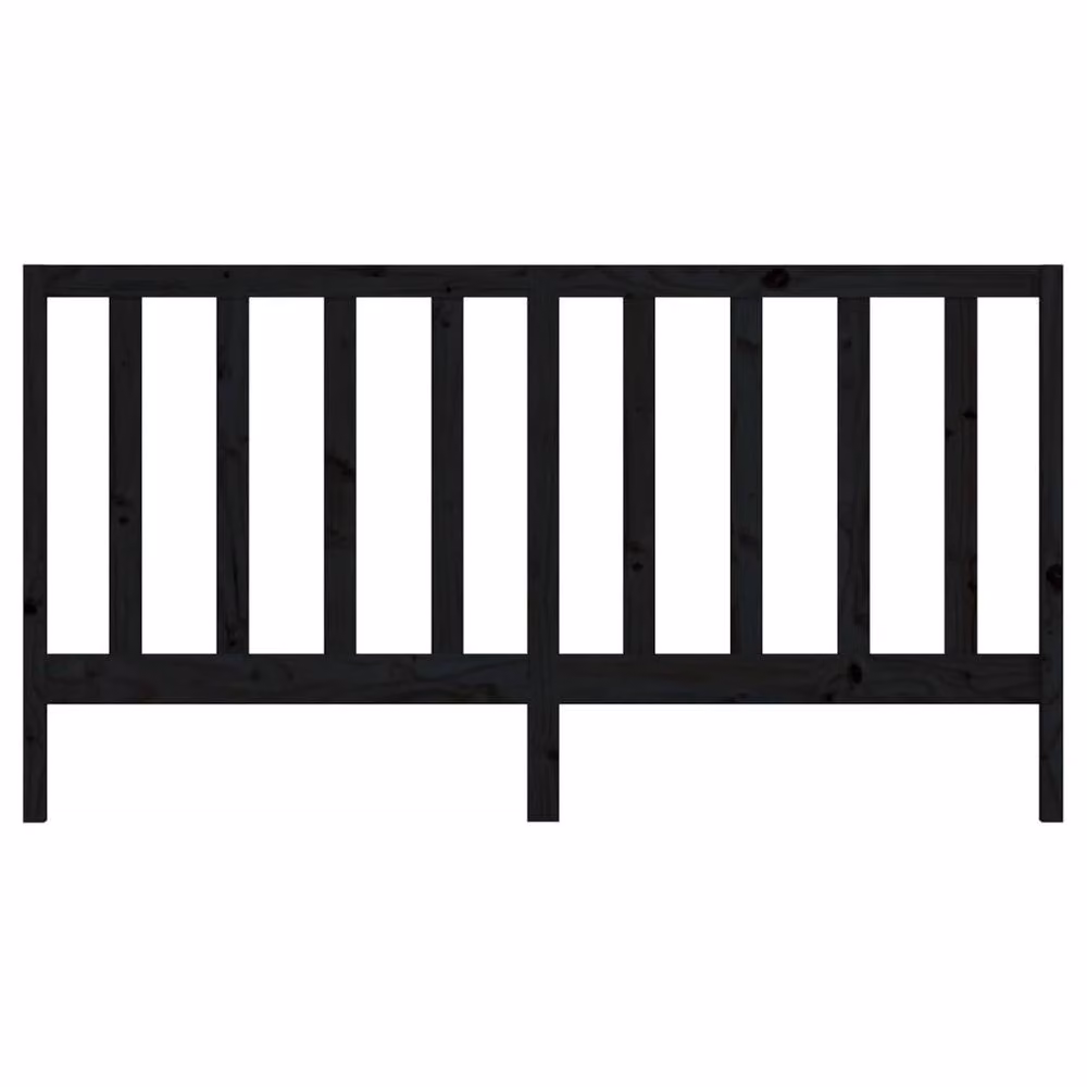 Berkfield Home Beautiful Black Solid Pine Wood Bed Headboard W: 186 cm, D: 4 cm, H: 100 cm – 3