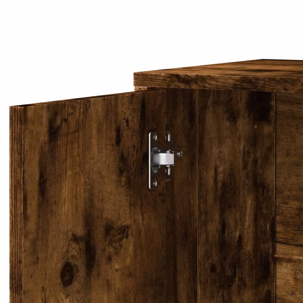 Berkfield Home Set of 2 Smoked Oak Sideboards in Brown, W/D/H: 60 x 31 x 70 cm – 7