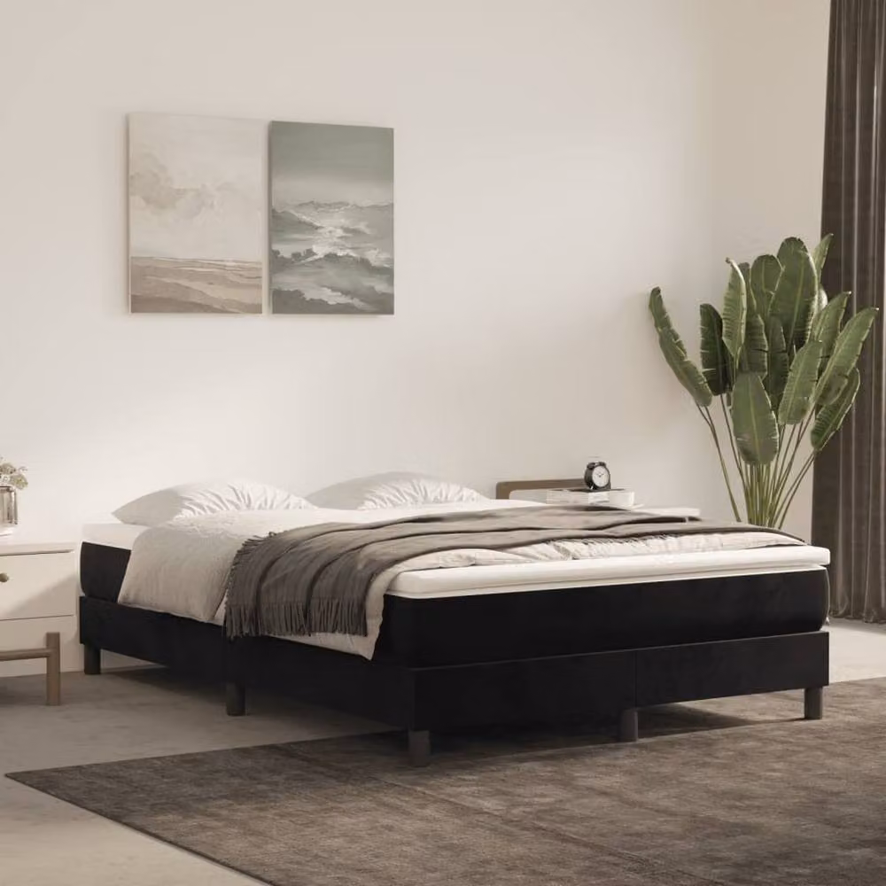 Berkfield Home Upholstered Velvet Box Spring Bed Frame, Black, W: 135 cm, D: 190 cm – 2