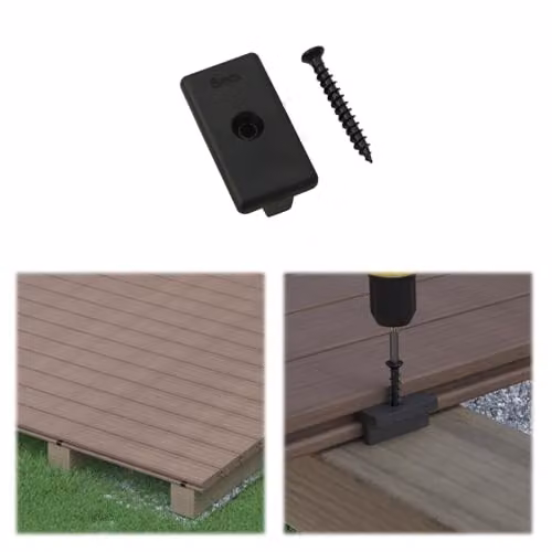 HYGRAD 50 Pack Black Composite Decking Clips with 6mm Stainless Steel Screws – 5