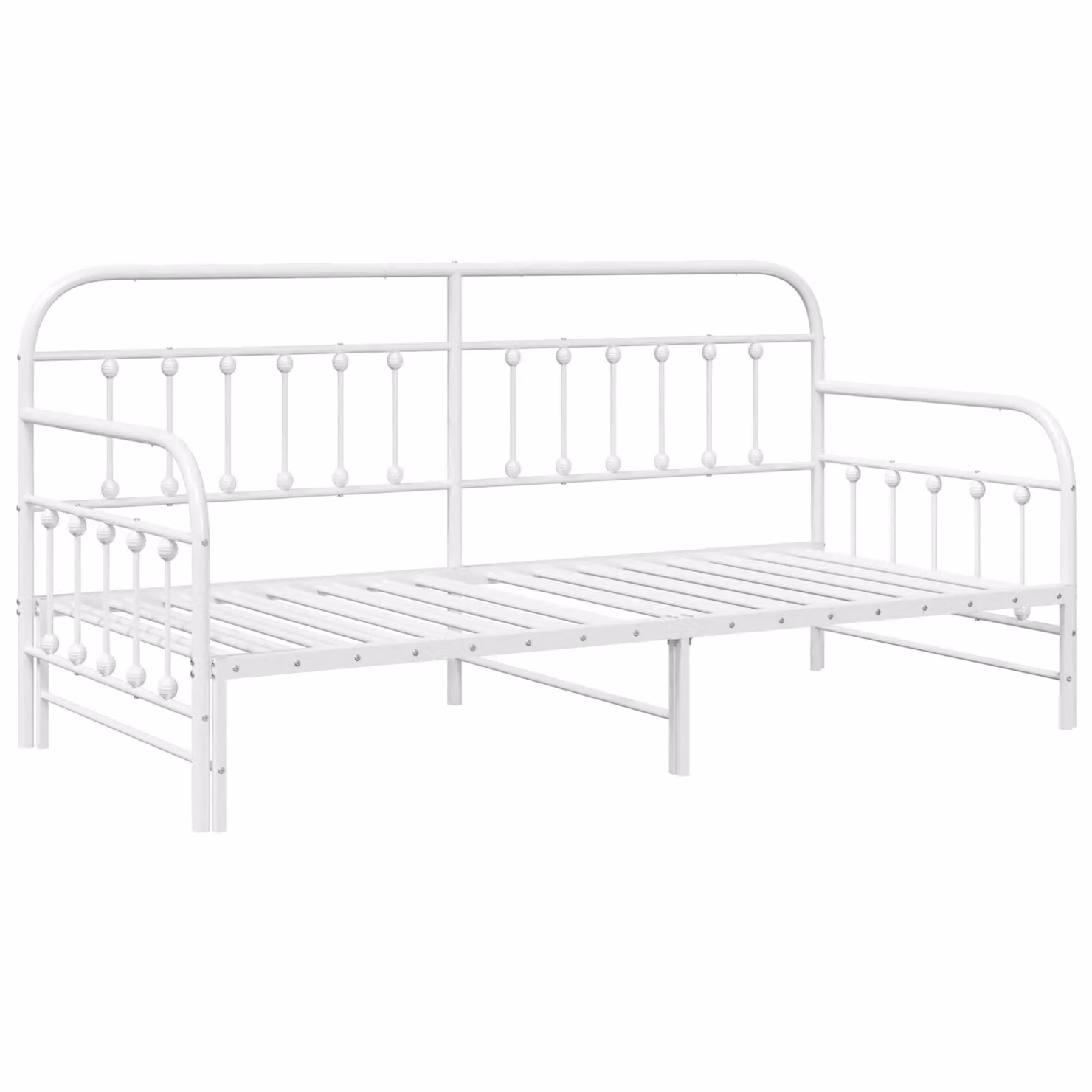 Berkfield Home Modern Metal Daybed Frame with Trundle in White, W/D/H: 90 x 200 cm – 2
