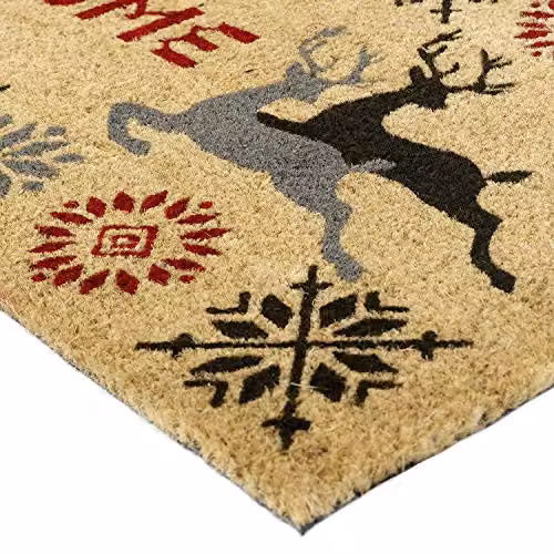 Coco&Coir Christmas Stag Coir Door Mat, Brown, W/D: 75 x 45 cm – 5
