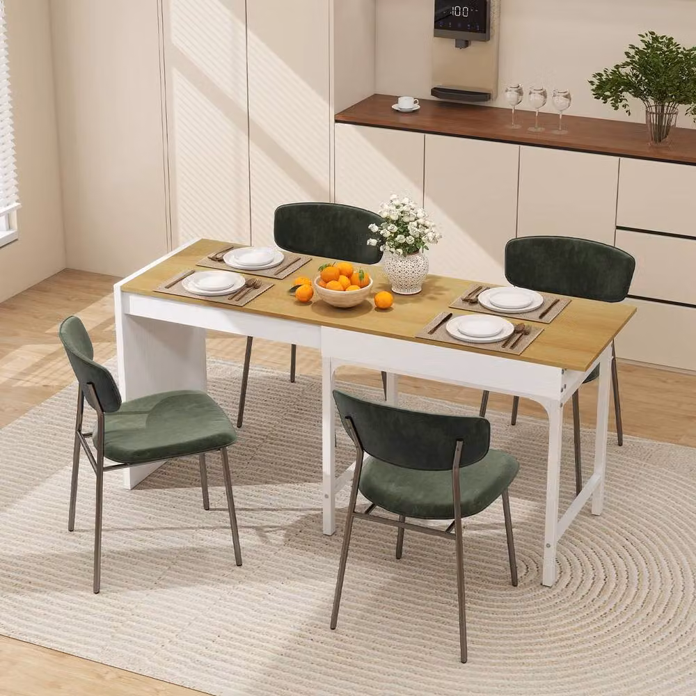 KORVIXA Extendable Square Dining Table in White with Butterfly Leaf, W/D/H: 100 x 100 x 75 cm – 2