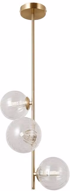Netlighting Toledo Globe Pendant Ceiling Light in Gold/Brass with 3xG9 Transparent Glass Spheres
