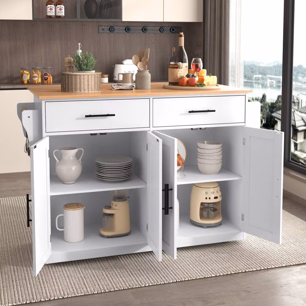 Matteo Dropleaf Kitchen Island Trolley with Foldable Top in White/Natural – 6