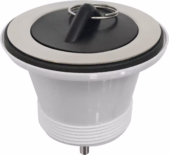 Balterley Chrome Sink Waste with Black Stopper Plug and 2 inch Connection, W/D/H: 8.5 x 8.5 x 5.5 cm – 1