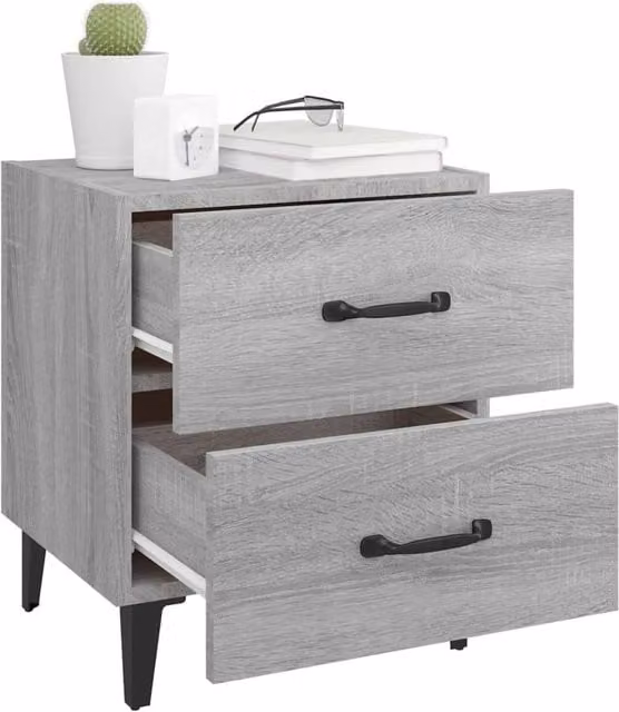 Berkfield Home Decorative Bedside Cabinets, 2 Pack, Grey, W: 40 cm, D: 35 cm, H: 47.5 cm