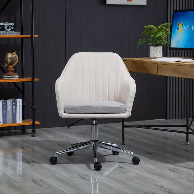 Vinsetto Leisure Swivel Office Task Chair in Beige Fabric