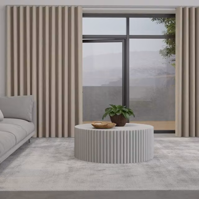 Terrys Made to Measure Wave Blackout Curtain in Plain Beige Satin Fabric