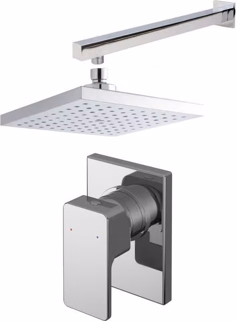 Balterley Concealed Square Manual Valve Arm Head Shower Bundle Set in Silver Chrome