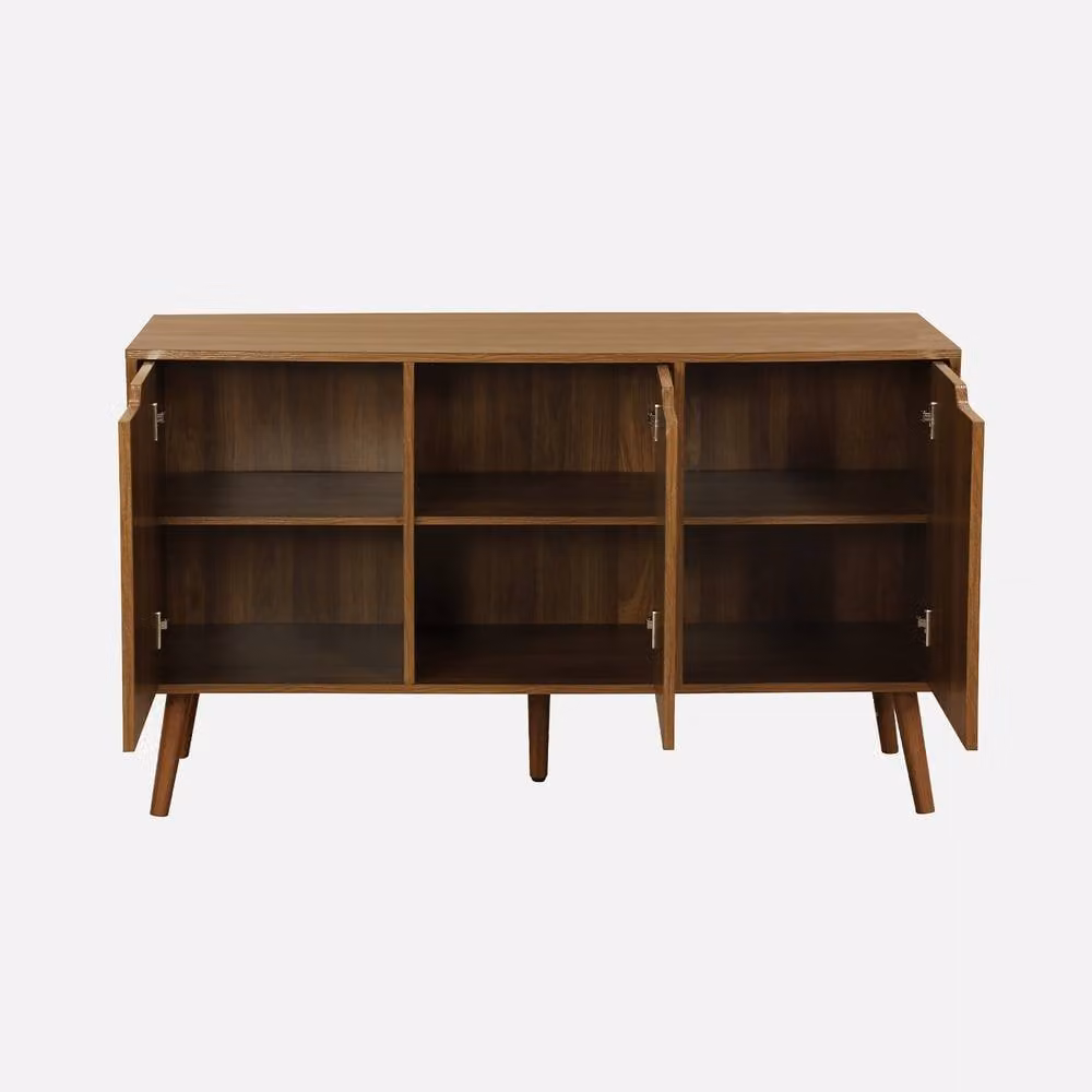 sweeek Walnut-effect Sideboard in Dark Brown with 3 Doors and 3 Shelves, W: 120 cm, D: 39 cm, H: 73.5 cm – 2