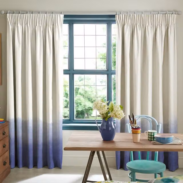 Bluebellgray Made To Measure Blackout Cotton Curtains in Cornflower Blue and Purple Ombre Graphic Design