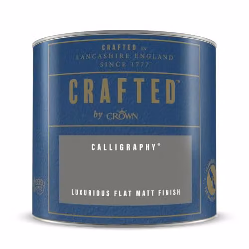 Crown Crafted Calligraphy Matt Emulsion Paint Tester Sample, White and Grey, 125ml – 4