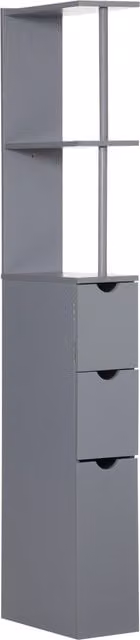 HOMCOM Tall Freestanding Bathroom and Kitchen Storage Cabinet in Grey with Shelves and Drawers – 4