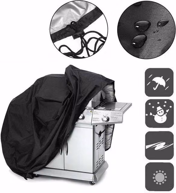 KORVIXA Waterproof Barbecue Grill Protector Cover, Black, W/D/H: 100 x 100 x 117 cm
