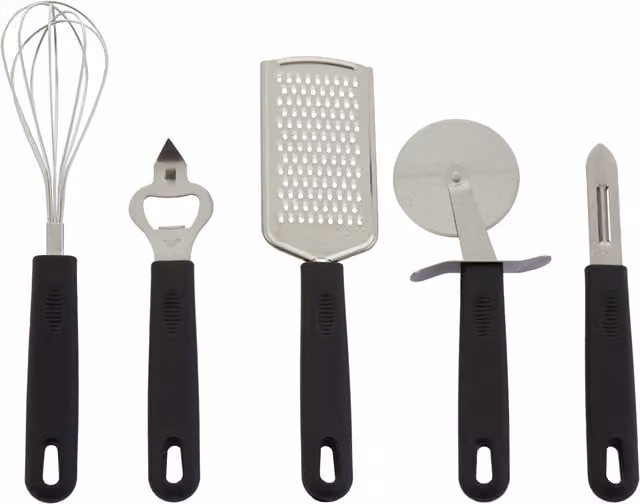 Orsina 5-Piece Kitchen Gadget Set in Black Stainless Steel