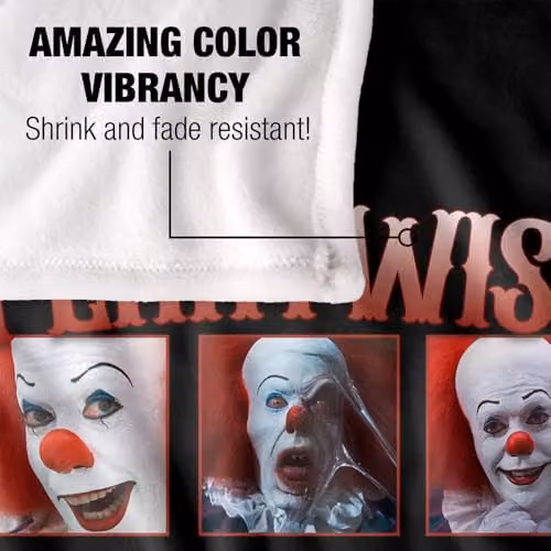 LOGOVISION It The Movie Pennywise Squares Super Soft Silky Touch Fleece Throw Blanket, Multicolour, W: 91.44 cm, D: 147.32 cm – 3