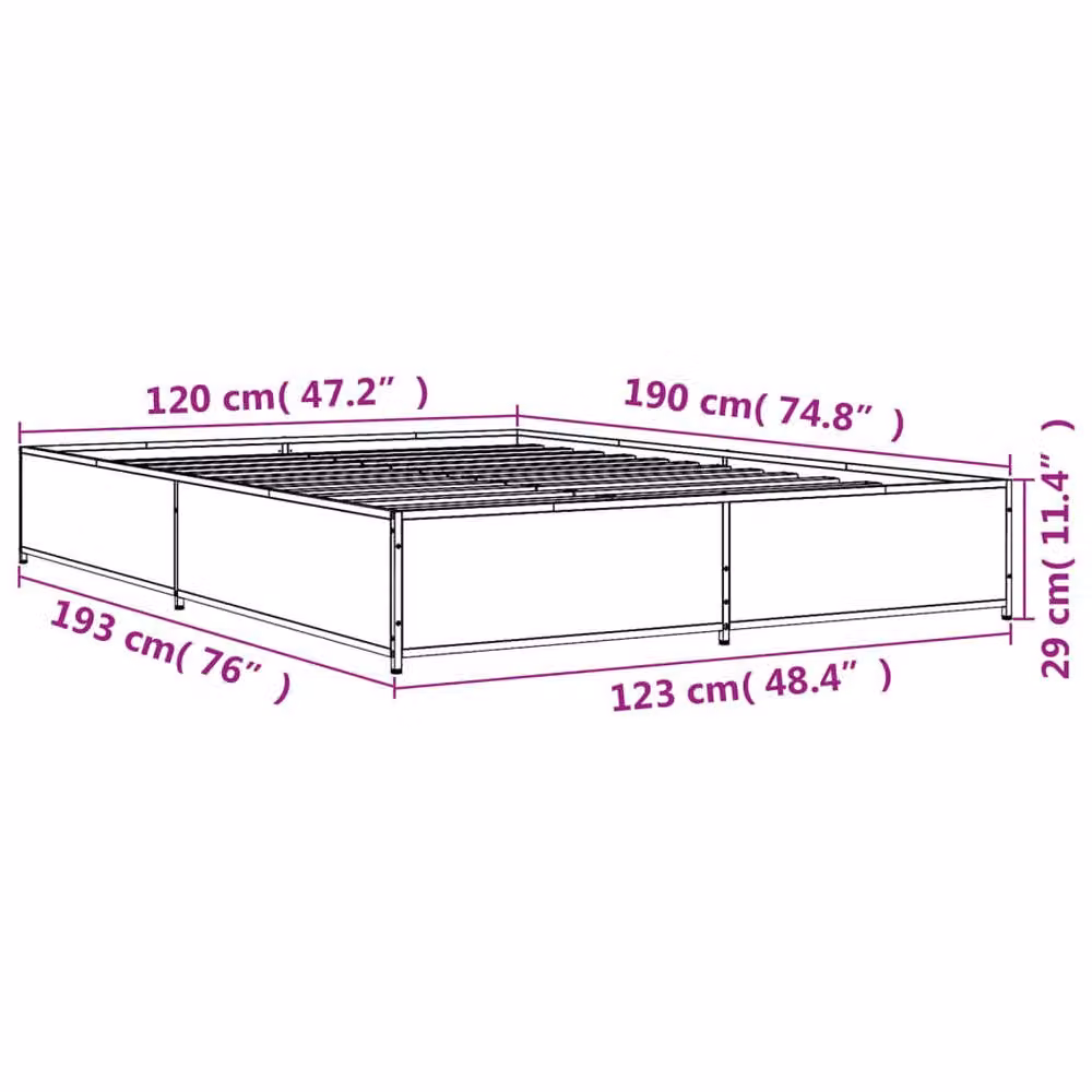 Berkfield Home Sonoma Oak Small Double Bed Frame in Brown W/D/H: 120 x 190 cm – 4