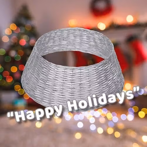 VFM e-Store Silver Round Christmas Tree Skirt, W/D: 70 x 70 cm – 4