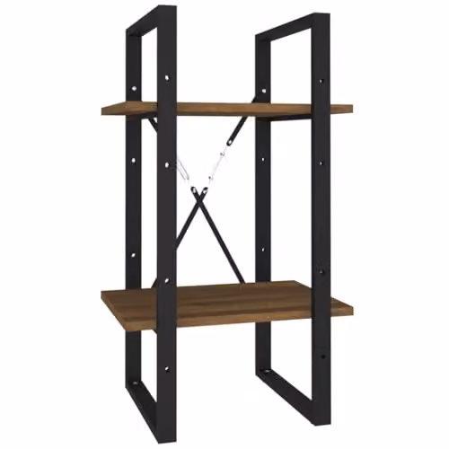 vidaXL 2-Tier Industrial Book Cabinet in Brown, W/D/H: 40 x 30 x 70 cm – 1