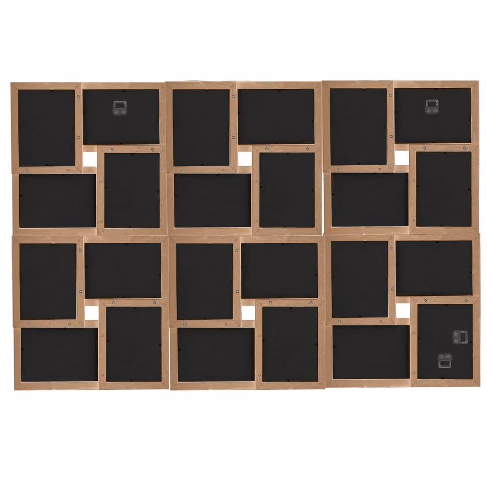 Berkfield Home Modern Rectangular Collage Photo Frame in Light Brown for 24 Pictures, W/D/H: 13 x 18 cm per photo – 3