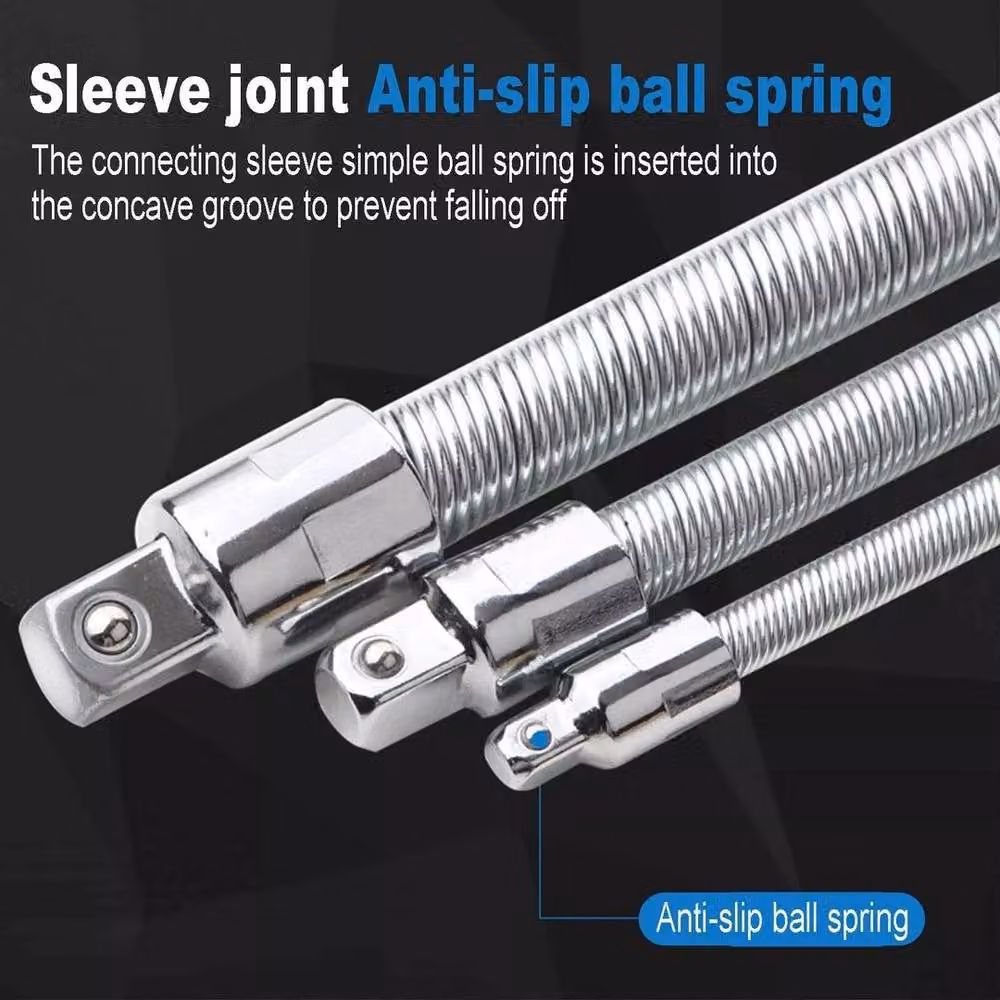 SPETLEK 3-Piece Flexible Socket Extension Bar Adaptor Set in Silver Chrome Vanadium Steel – 5