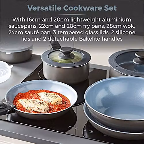 Tower Freedom 13 Piece Stackable Cookware Set with Ceramic Non-Stick Coating, Grey – 7