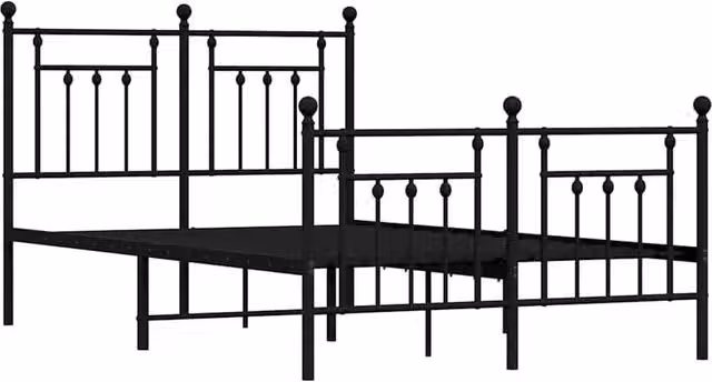 Berkfield Home Metal Bed Frame with Headboard and Footboard in Black, W/D/H: 120 x 200 cm