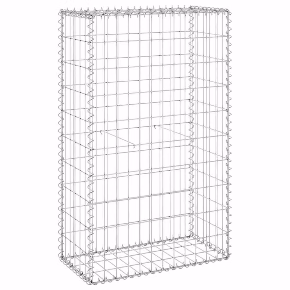 Berkfield Home Durable Galvanised Steel Gabion Fence with Covers, Silver, W: 60 cm, D: 30 cm, H: 100 cm