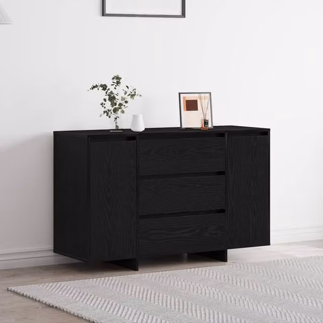Berkfield Home Black Oak Sideboard, W/D/H: 120 x 41 x 75 cm