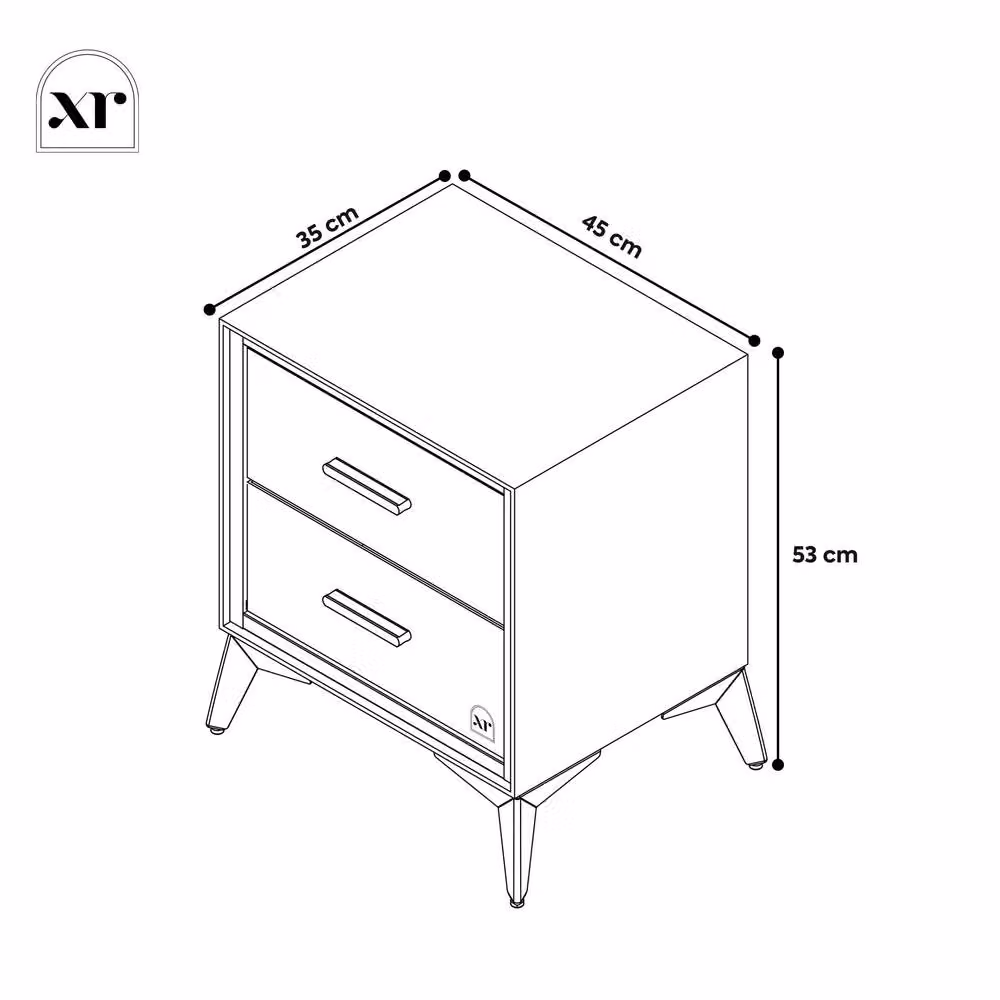 X Rocker Florence 2 Drawer Bedside Table in Beige and White – 5