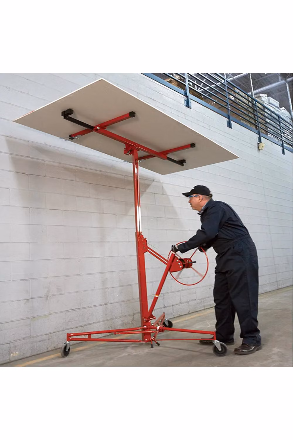 Living and Home 16ft Rolling Drywall Lifter Panel Hoist Jack Tool in Red Steel – 3