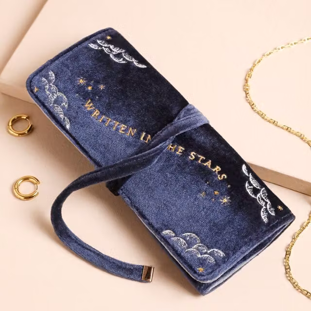 Lisa Angel Women's Celestial Velvet Jewellery Travel Case in Mid Navy