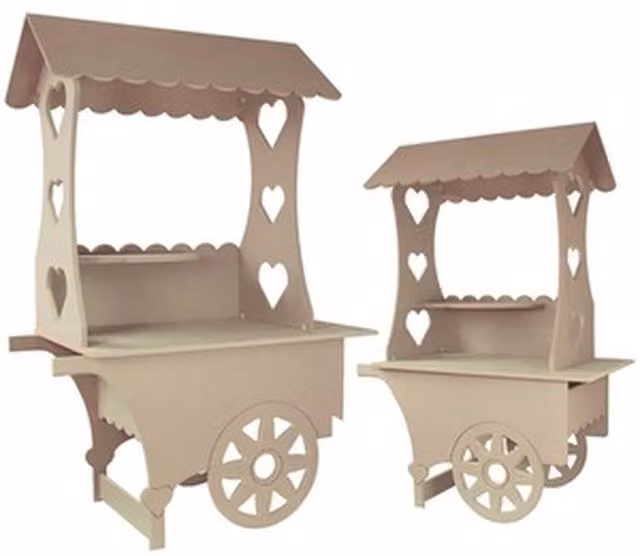 KuKoo Vintage Brown Wooden Candy Cart Bundle for Wedding, Birthday and Anniversary Events