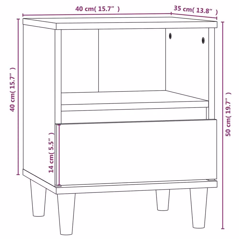 Berkfield Home Set of 2 Bedside Cabinets in Concrete Grey, W/D/H: 40 x 35 x 50 cm – 3