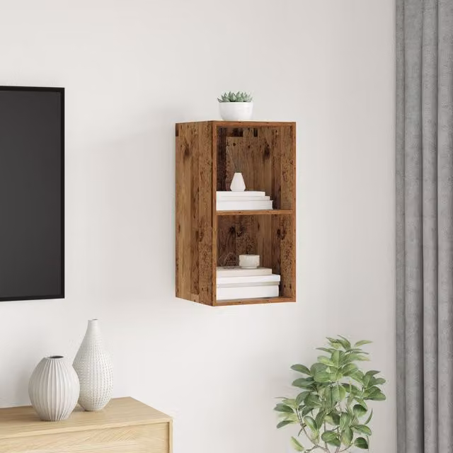 Berkfield Home TV Cabinet with Shelf in Brown Old Wood, W/D/H: 37 x 37 x 72 cm – 1