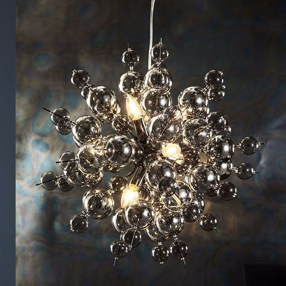 Netlighting PAVIA Modern Dimmable 9 Light Glass Ceiling Pendant in Silver – 2