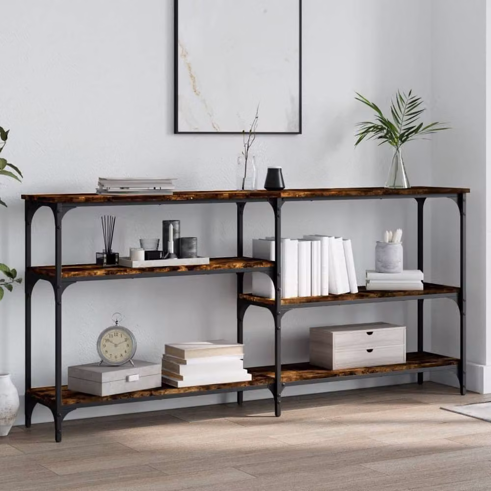Berkfield Home Smoked Oak Console Table in Brown, W/D/H: 160 x 29 x 75 cm – 2