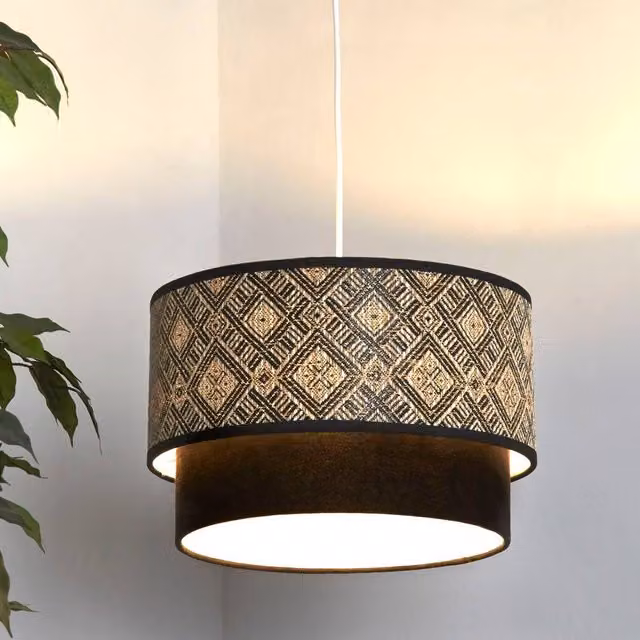 Lighting Collection Two Tier Easy Fit Cylinder Lampshade in Cream – 1