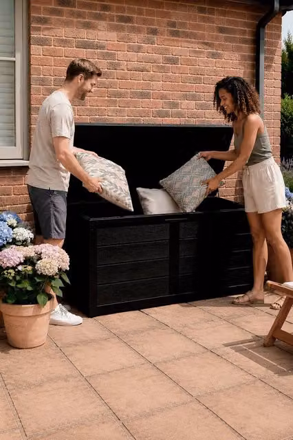 Neo Garden 320L Black Plastic Outdoor Storage Box