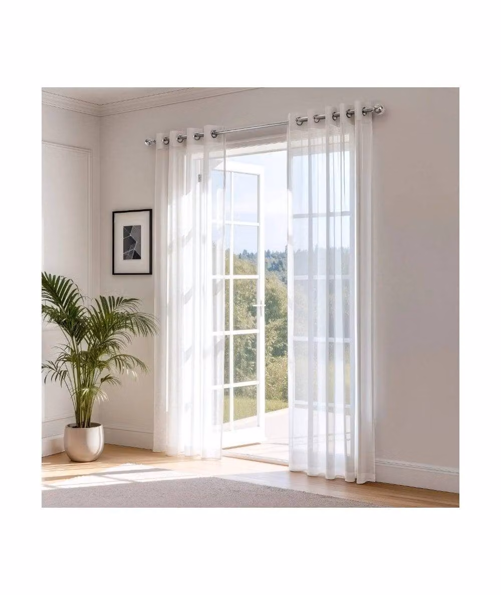 New Edge Blinds White Sheer Eyelet Voile Curtains, Width: 140 cm, Drop: 137 cm – 2