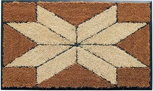 Coco&Coir Indian Star Natural Coir Door Mat with Rubber Backing, W/D/H: 75 x 45 x 1.5 cm – 1