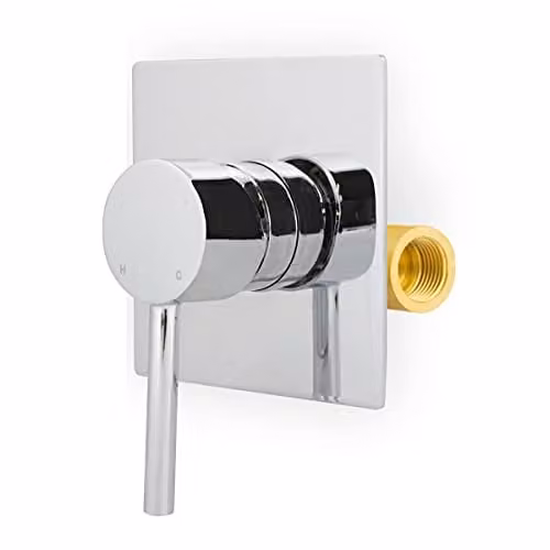Nes Home Silver Chrome Wall Mounted Round Manual Concealed Mixer Shut Off Valve for Hot and Cold Water