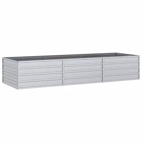 vidaXL Galvanised Steel Garden Raised Bed, Silver, W: 240 cm, D: 80 cm, H: 45 cm