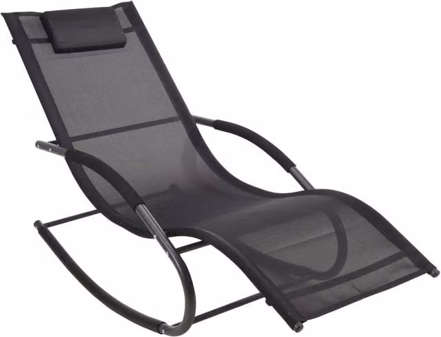 Idooka Modern Outdoor Rocking Sun Lounger in Grey with Adjustable Headrest and Textilene Fabric