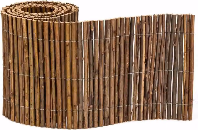 Almineez Willow Wooden Garden Edging Fence in Brown, W: 2 m, H: 15 cm