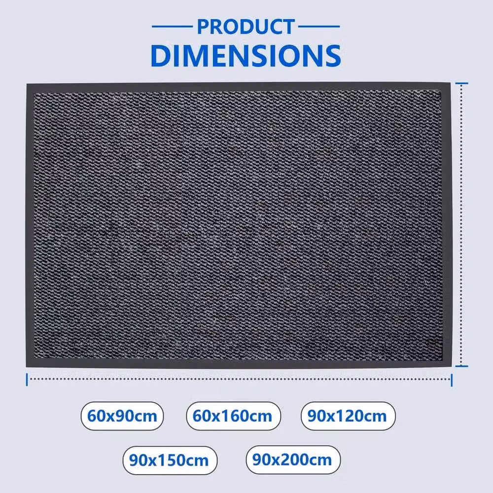 Kelvenix Heavy Duty Non-Slip Entrance Door Mat in Dark Grey, W: 160 cm, D: 60 cm – 2